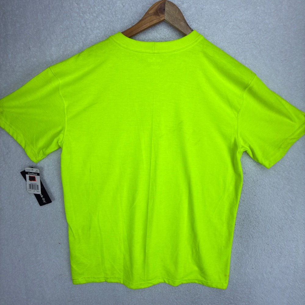 Carhartt Mens Work-Dry Short Sleeve Pocket T-Shirt Neon Yellow Green Large L NWT - Picture 9 of 16